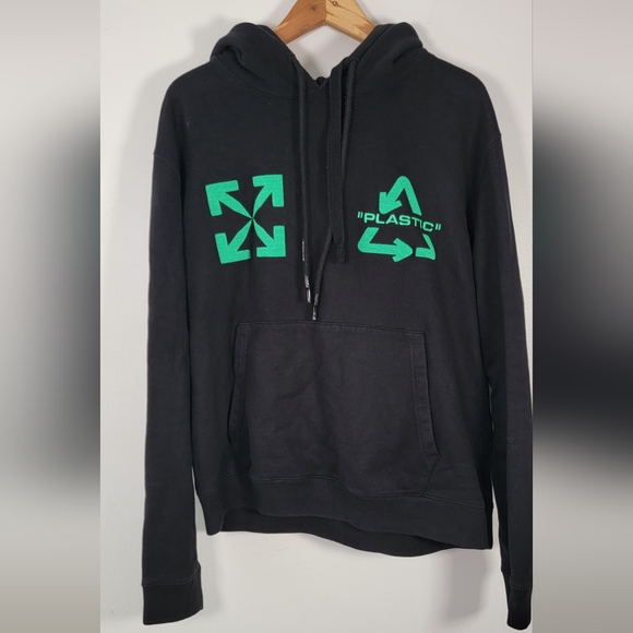 Off-White Logo Embroidered Loopback Cotton Jersey Hoodie off